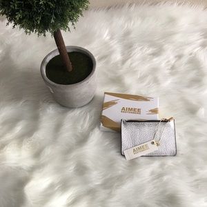 AIMEE KESTENBERG Silver Metallic Leather Wallet